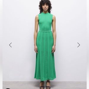 THE KOOPLES LONG GREEN DRESS IN OPENWORK MESH - Sold Out!! Size L (size 3 tag)